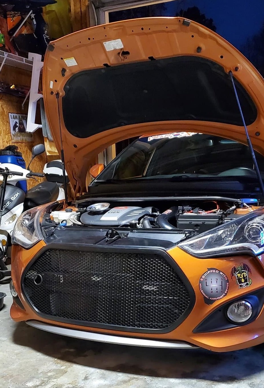 2013-2017 Veloster turbo mesh grill WITH tow hook hole