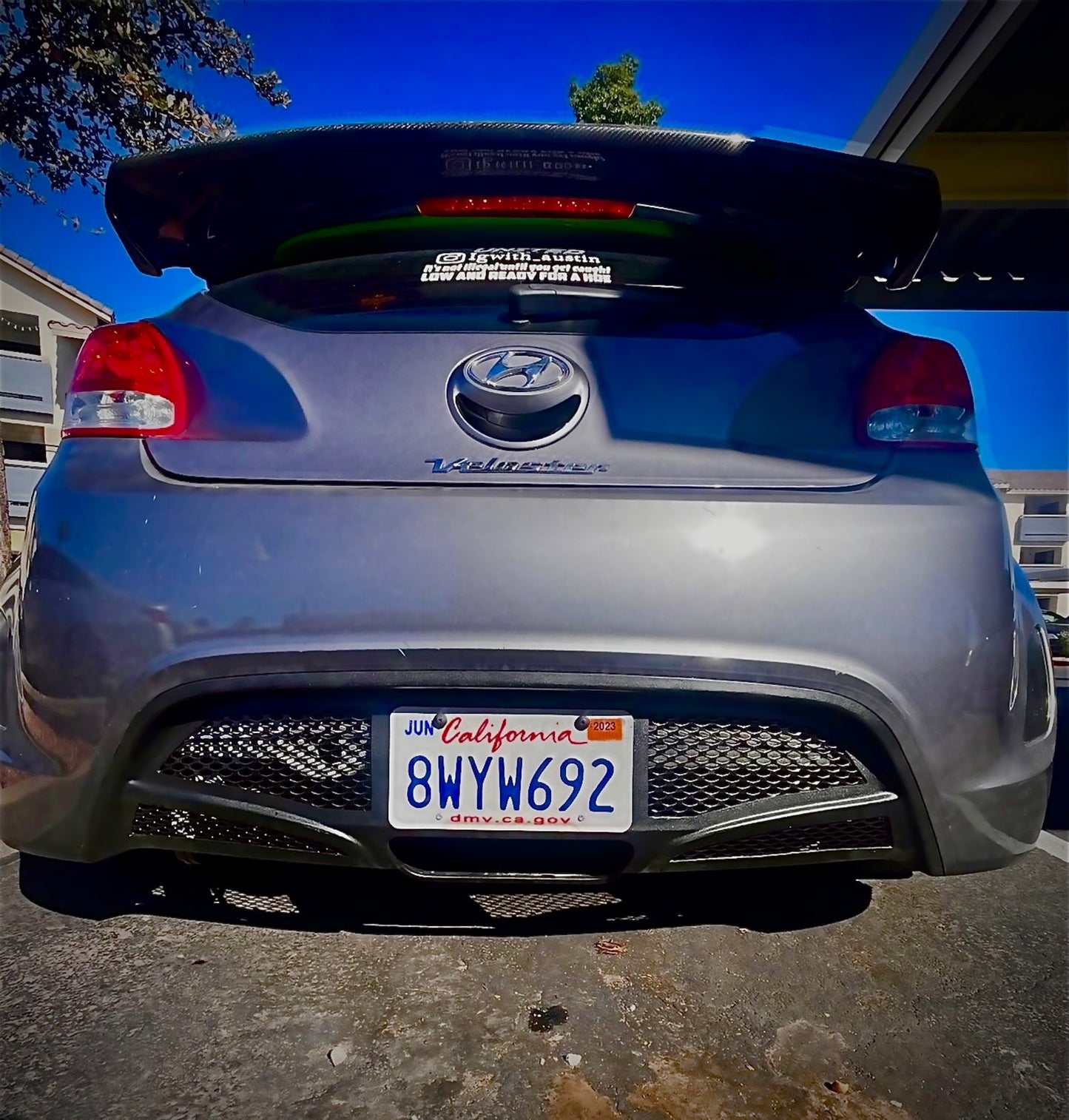 2012-2017 Veloster NAV, base and remix edition rear lower bumper cover w/ double mesh cutout